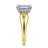 Raven - 14K White-Yellow Gold Emerald Cut Diamond Engagement Ring - 0.11 ct