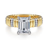 Danette - 14K White-Yellow Gold Emerald Cut Diamond Engagement Ring - 0.15 ct