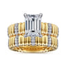 Danette - 14K White-Yellow Gold Emerald Cut Diamond Engagement Ring - 0.15 ct