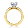 Editta - 14K White-Yellow Gold Compass Prong Emerald Cut Diamond Engagement Ring - 0.21 ct