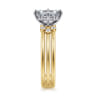Editta - 14K White-Yellow Gold Compass Prong Emerald Cut Diamond Engagement Ring - 0.21 ct