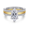 Reba - 14K White-Yellow Gold Marquise Shape Diamond Engagement Ring - 0.5 ct