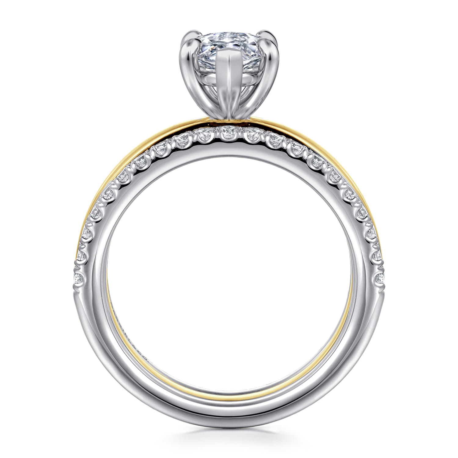 Reba - 14K White-Yellow Gold Marquise Shape Diamond Engagement Ring - 0.5 ct - Shot 2