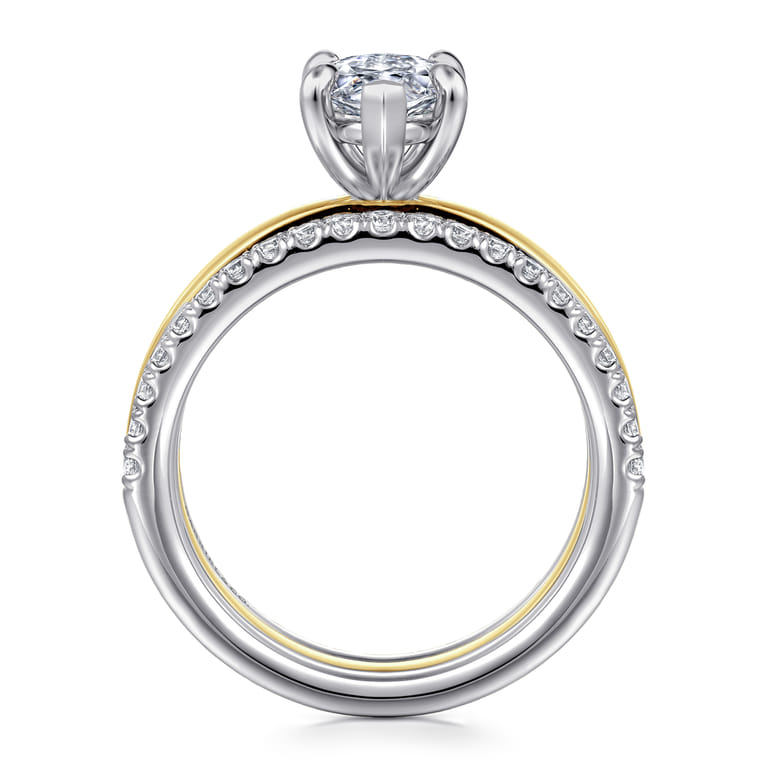 Reba - 14K White-Yellow Gold Marquise Shape Diamond Engagement Ring - 0.5 ct - Shot 2