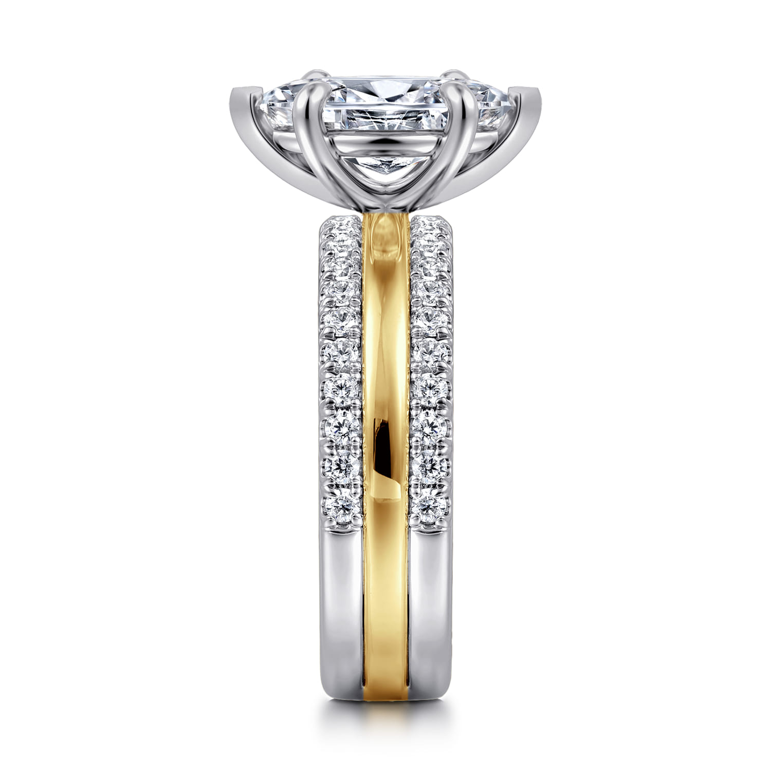 Reba - 14K White-Yellow Gold Marquise Shape Diamond Engagement Ring - 0.5 ct - Shot 4
