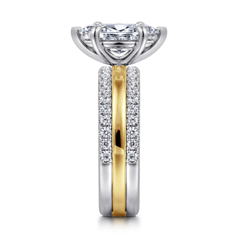 Reba - 14K White-Yellow Gold Marquise Shape Diamond Engagement Ring - 0.5 ct - Shot 4
