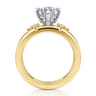 Editta - 14K White-Yellow Gold Compass Prong Marquise Shape Diamond Engagement Ring - 0.21 ct