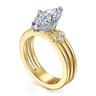 Editta - 14K White-Yellow Gold Compass Prong Marquise Shape Diamond Engagement Ring - 0.21 ct