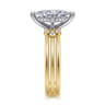 Editta - 14K White-Yellow Gold Compass Prong Marquise Shape Diamond Engagement Ring - 0.21 ct