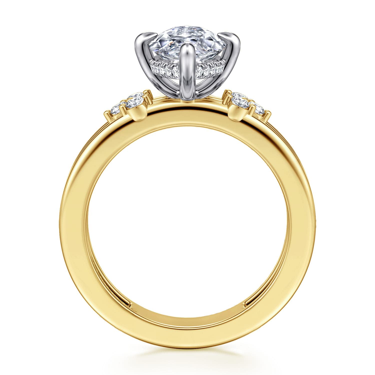 Editta - 14K White-Yellow Gold Compass Prong Marquise Diamond Engagement Ring - 0.23 ct - Shot 2