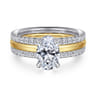 Reba - 14K White-Yellow Gold Oval Diamond Engagement Ring - 0.5 ct