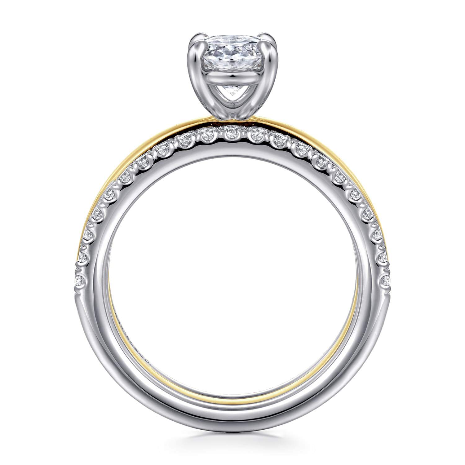 Reba - 14K White-Yellow Gold Oval Diamond Engagement Ring - 0.5 ct - Shot 2