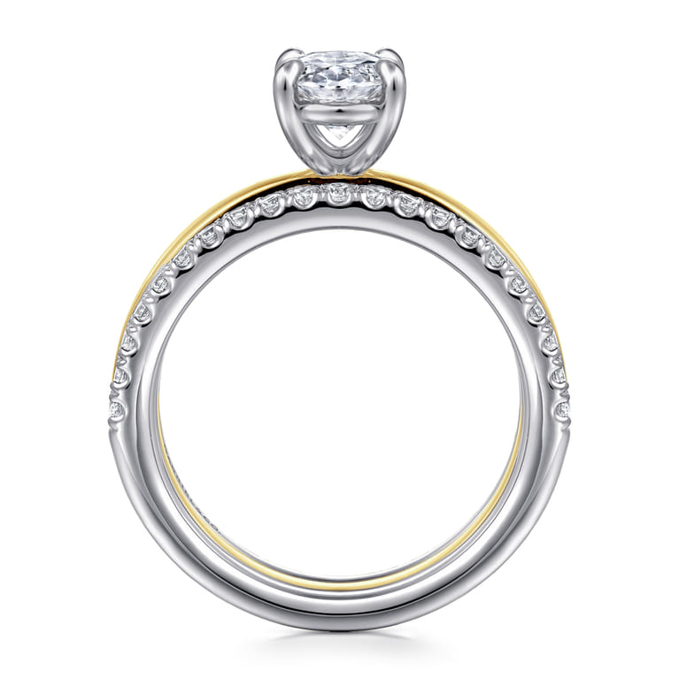 Reba - 14K White-Yellow Gold Oval Diamond Engagement Ring - 0.5 ct - Shot 2