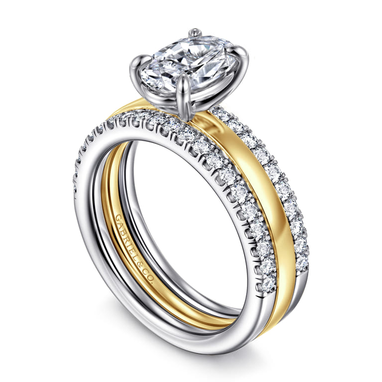 Reba - 14K White-Yellow Gold Oval Diamond Engagement Ring - 0.5 ct - Shot 3