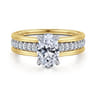 Feah - 14K Yellow-White Gold Wide Band Oval Diamond Engagement Ring - 0.4 ct