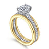 Feah - 14K Yellow-White Gold Wide Band Oval Diamond Engagement Ring - 0.4 ct