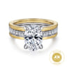 Feah - 14K Yellow-White Gold Wide Band Oval Diamond Engagement Ring - 0.4 ct