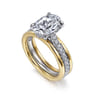 Feah - 14K Yellow-White Gold Wide Band Oval Diamond Engagement Ring - 0.4 ct