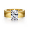 Cova - 14K White-Yellow Gold Oval Diamond Engagement Ring - 0.1 ct