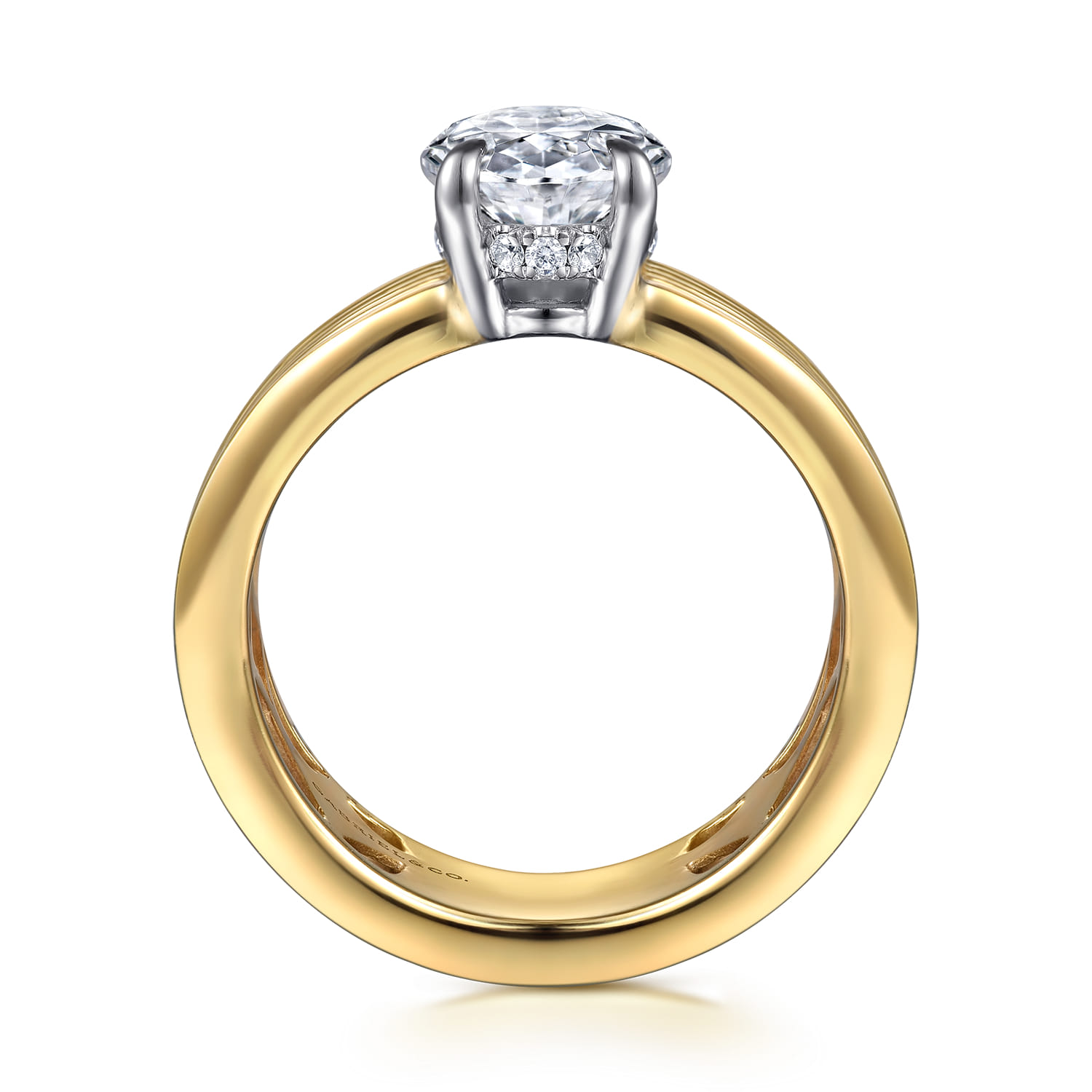 Cova - 14K White-Yellow Gold Oval Diamond Engagement Ring - 0.1 ct - Shot 2