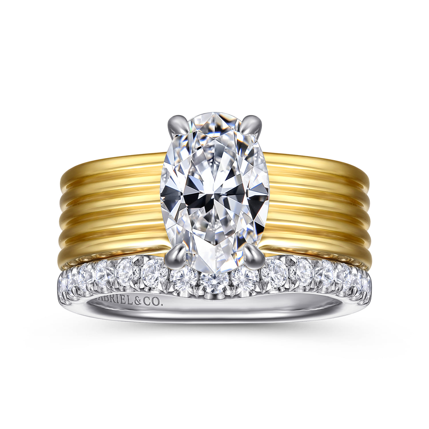 Cova - 14K White-Yellow Gold Oval Diamond Engagement Ring - 0.1 ct - Shot 4