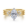 Editta - 14K White-Yellow Gold Compass Prong Oval Diamond Engagement Ring - 0.21 ct