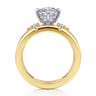 Editta - 14K White-Yellow Gold Compass Prong Oval Diamond Engagement Ring - 0.21 ct