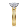 Editta - 14K White-Yellow Gold Compass Prong Oval Diamond Engagement Ring - 0.21 ct