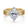 Editta - 14K White-Yellow Gold Compass Prong Oval Diamond Engagement Ring - 0.23 ct