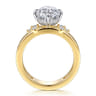 Editta - 14K White-Yellow Gold Compass Prong Oval Diamond Engagement Ring - 0.23 ct