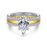 Reba - 14K White-Yellow Gold Pear Shape Diamond Engagement Ring - 0.5 ct