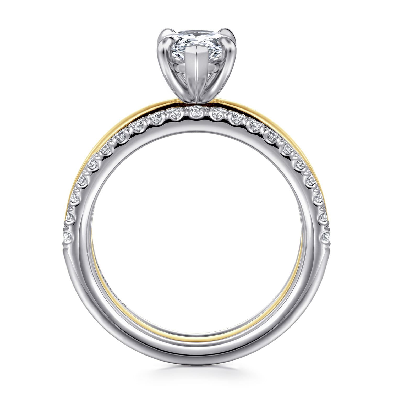 Reba - 14K White-Yellow Gold Pear Shape Diamond Engagement Ring - 0.5 ct - Shot 2