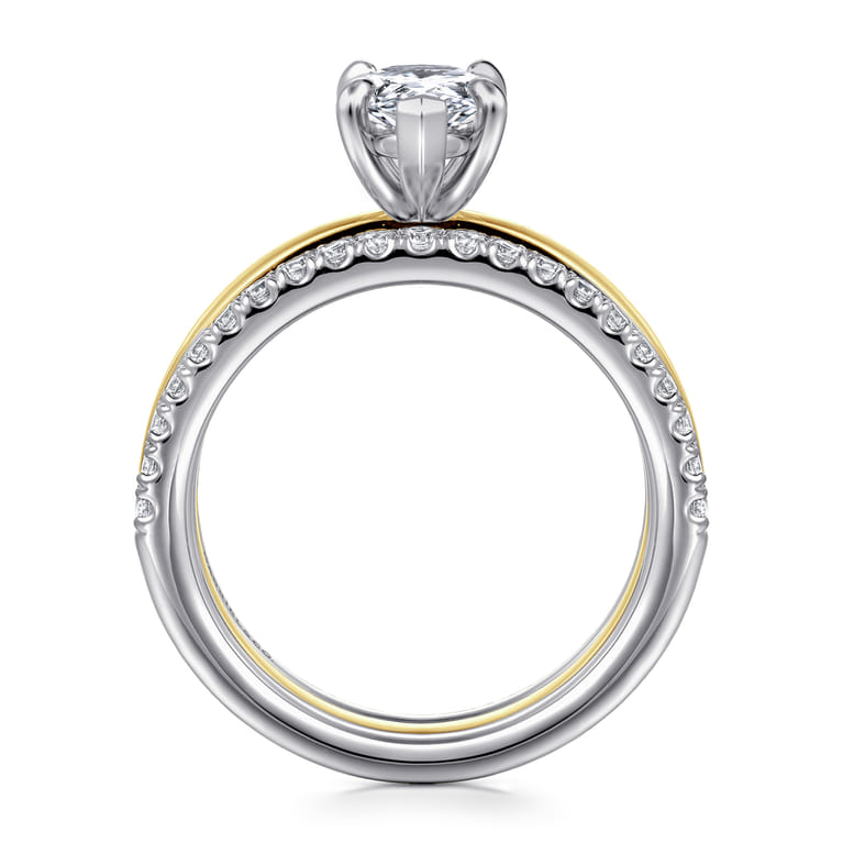 Reba - 14K White-Yellow Gold Pear Shape Diamond Engagement Ring - 0.5 ct - Shot 2