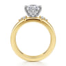 Editta - 14K White-Yellow Gold Compass Prong Pear Shape Diamond Engagement Ring - 0.2 ct