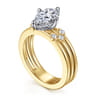 Editta - 14K White-Yellow Gold Compass Prong Pear Shape Diamond Engagement Ring - 0.2 ct