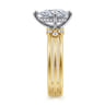Editta - 14K White-Yellow Gold Compass Prong Pear Shape Diamond Engagement Ring - 0.2 ct