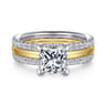 Reba - 14K White-Yellow Gold Princess Cut Diamond Engagement Ring - 0.5 ct