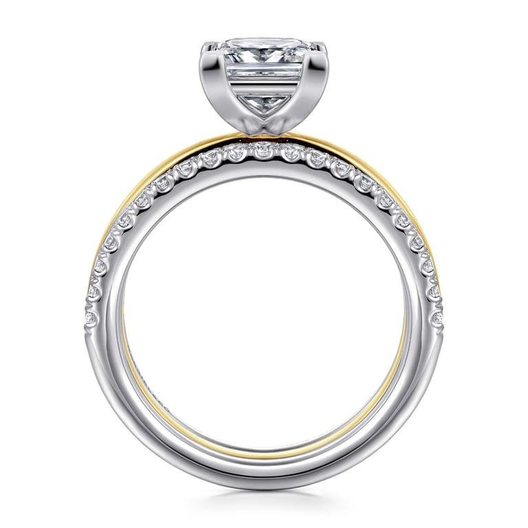 Reba - 14K White-Yellow Gold Princess Cut Diamond Engagement Ring - 0.5 ct - Shot 2