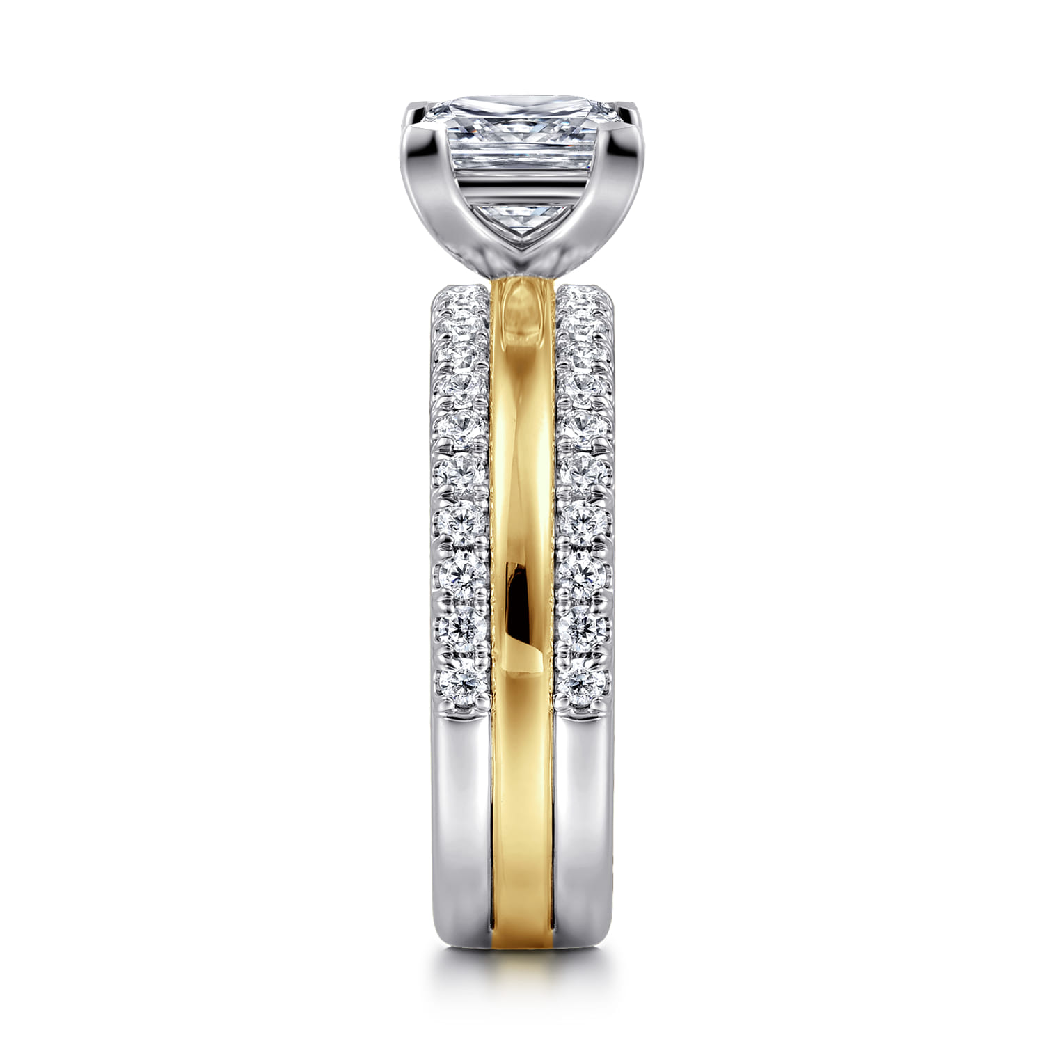 Reba - 14K White-Yellow Gold Princess Cut Diamond Engagement Ring - 0.5 ct - Shot 4