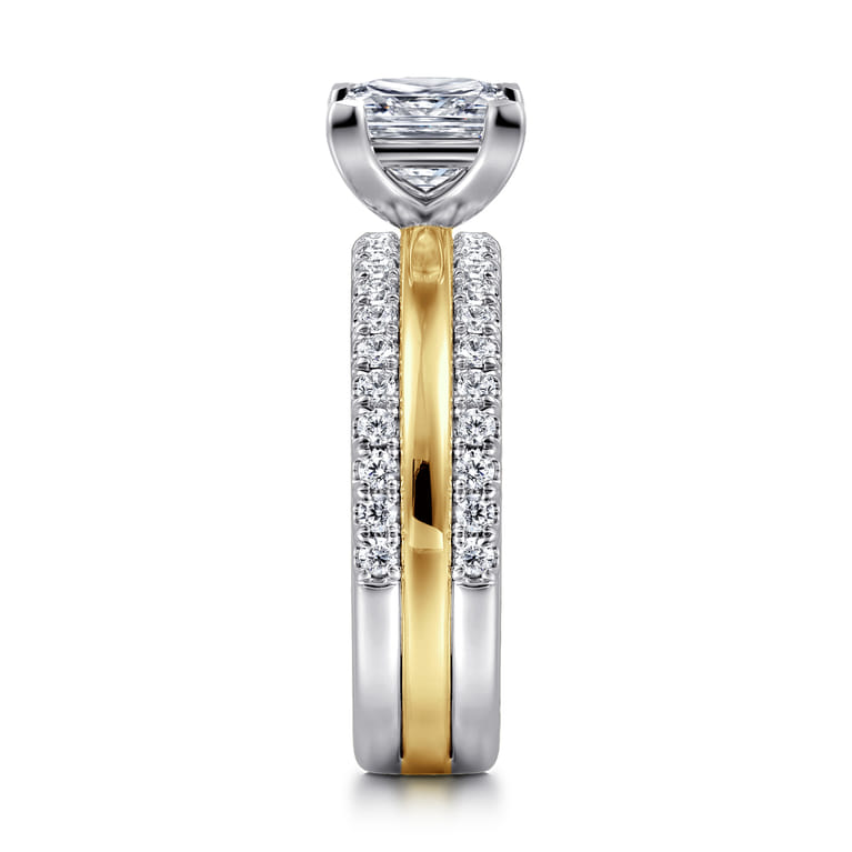 Reba - 14K White-Yellow Gold Princess Cut Diamond Engagement Ring - 0.5 ct - Shot 4