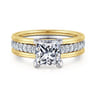 Feah - 14K Yellow-White Gold Wide Band Princess Cut Diamond Engagement Ring - 0.4 ct