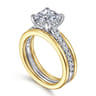 Feah - 14K Yellow-White Gold Wide Band Princess Cut Diamond Engagement Ring - 0.4 ct