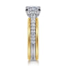 Feah - 14K Yellow-White Gold Wide Band Princess Cut Diamond Engagement Ring - 0.4 ct