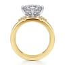 Editta - 14K White-Yellow Gold Compass Prong Emerald Cut Diamond Engagement Ring - 0.21 ct
