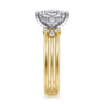 Editta - 14K White-Yellow Gold Compass Prong Emerald Cut Diamond Engagement Ring - 0.21 ct
