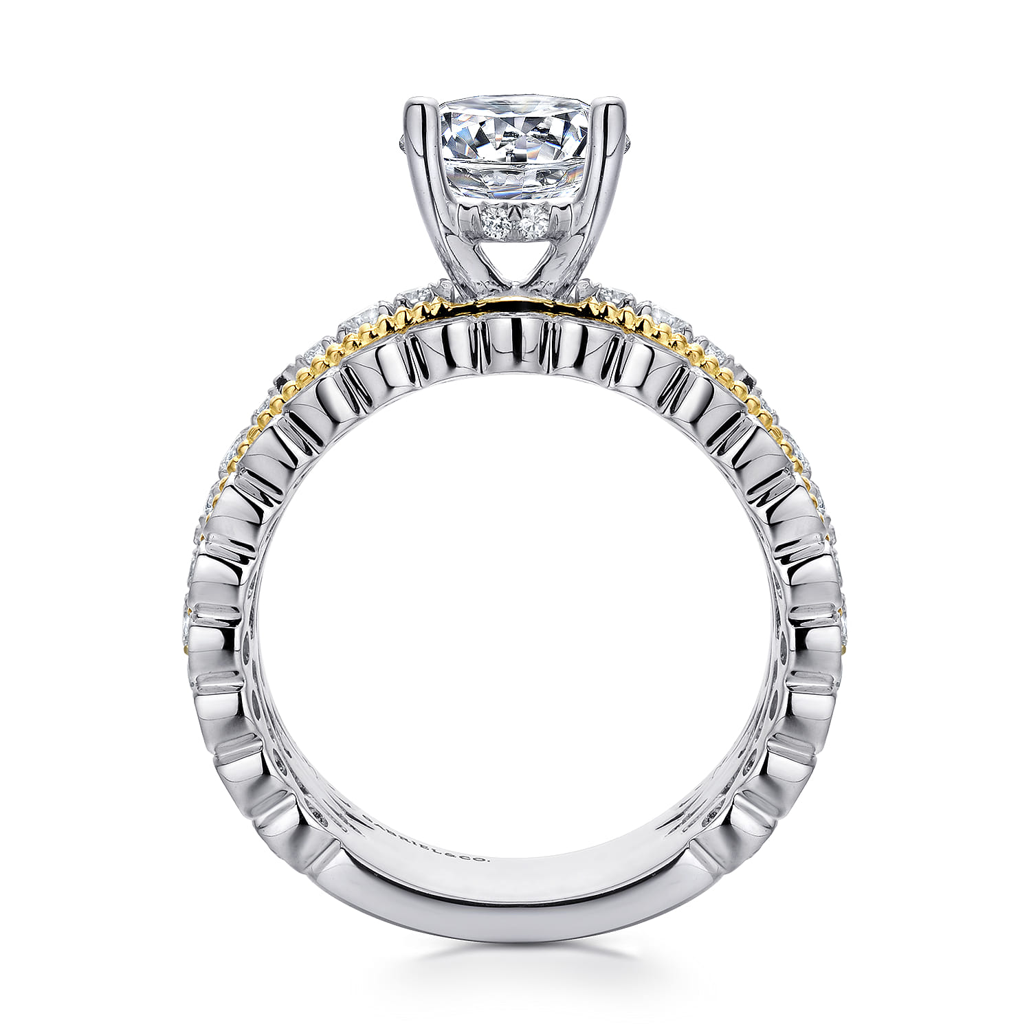 Lilith - 14K White-Yellow Gold Round Diamond Engagement Ring - 1 ct - Shot 2