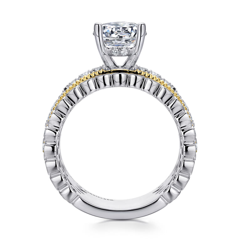 Lilith - 14K White-Yellow Gold Round Diamond Engagement Ring - 1 ct - Shot 2