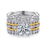 Lilith - 14K White-Yellow Gold Round Diamond Engagement Ring - 1 ct