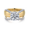 Clark - 14K White-Yellow Gold Round Diamond Engagement Ring - 0.4 ct