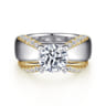 Orleans - 14K White-Yellow Gold Round Diamond Engagement Ring - 0.4 ct